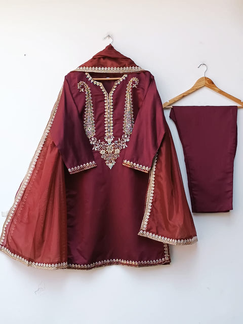 HIBISCUS 2 (KHADI) (MAROON)