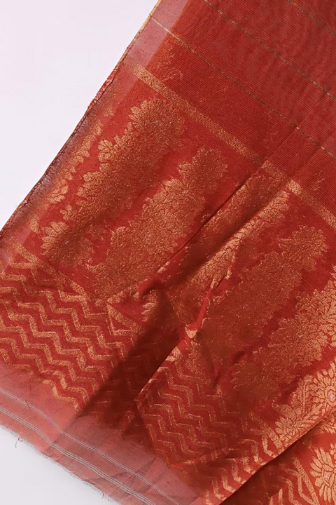 KHADI NET DUPATTA (RUST) - Lubana Store