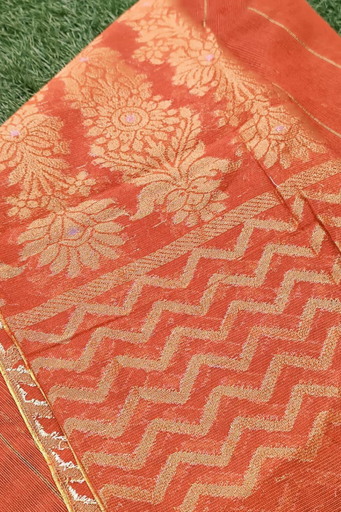 KHADI NET DUPATTA (RUST) - Lubana Store