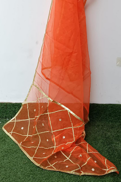 ORGANZA GOTA DUPATTA (ORANGE) - Lubana Store