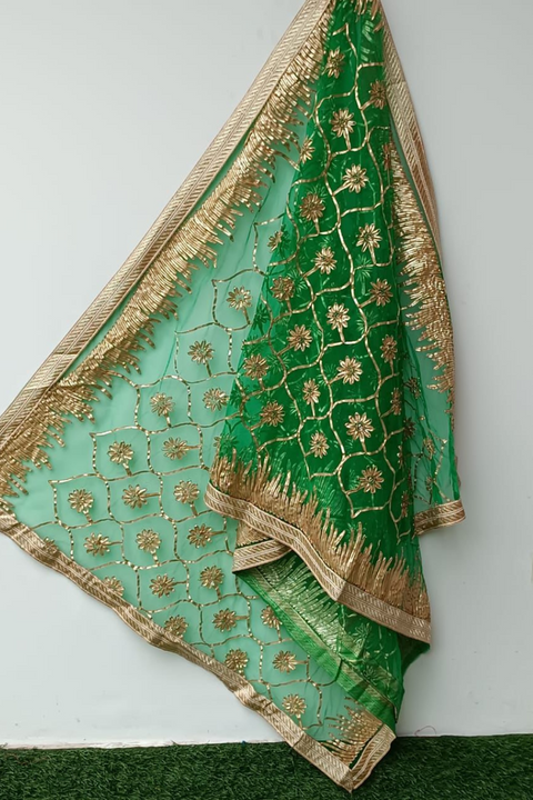 GOTA NET DUPATTA (GREEN) - Lubana Store