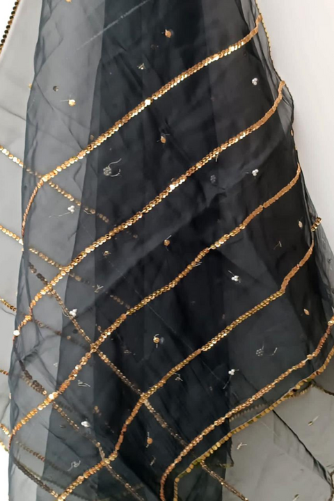 ORGANZA SEQUENCE DUPATTA (BLACK) - Lubana Store