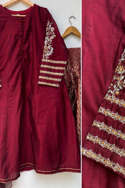 SILVER LEAF (MAROON) - Lubana Store