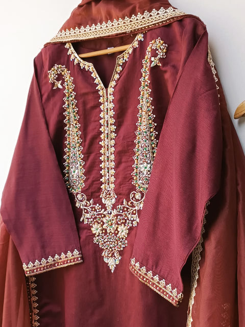 HIBISCUS 2 (KHADI) (MAROON)