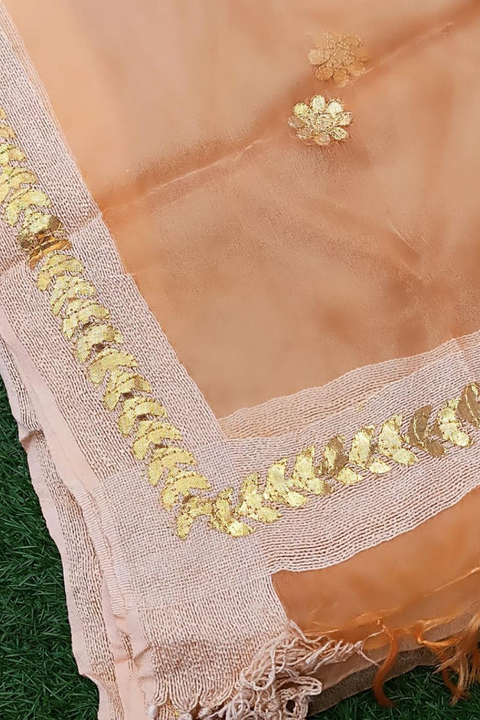 INDIAN ORGANZA DUPATTA (PEACH) - Lubana Store