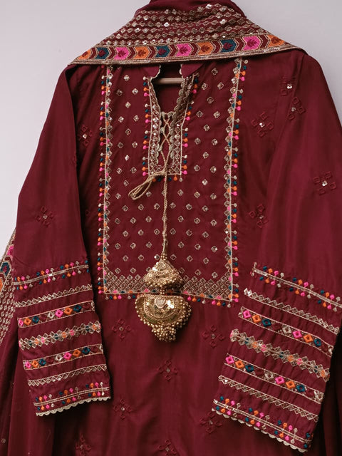 BEENA SILK (MAROON)