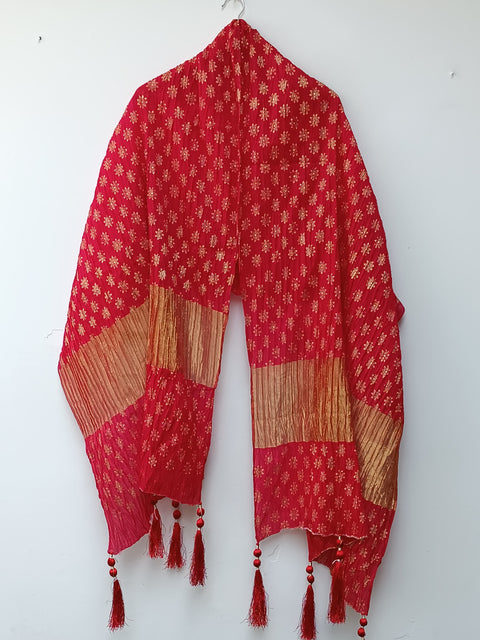 BLOCK PRINT CRUSH DUPATTA (RED)