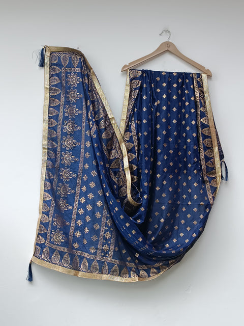 BLOCK PRINT DUPATTA (NAVY)