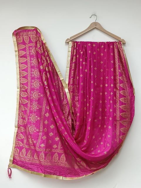 BLOCK PRINT DUPATTA (S PINK)