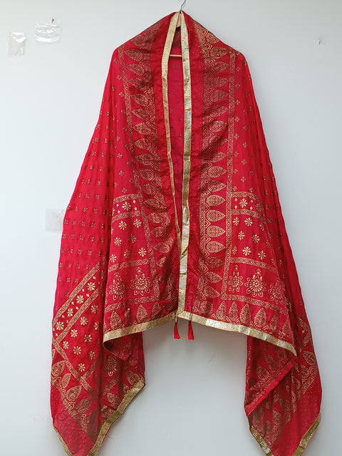 BLOCK PRINT DUPATTA (MAROON)