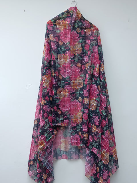 CHECK SILK DUPATTA (BLACK)