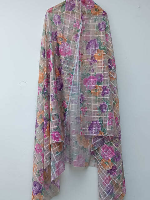 CHECK SILK DUPATTA (SKIN)