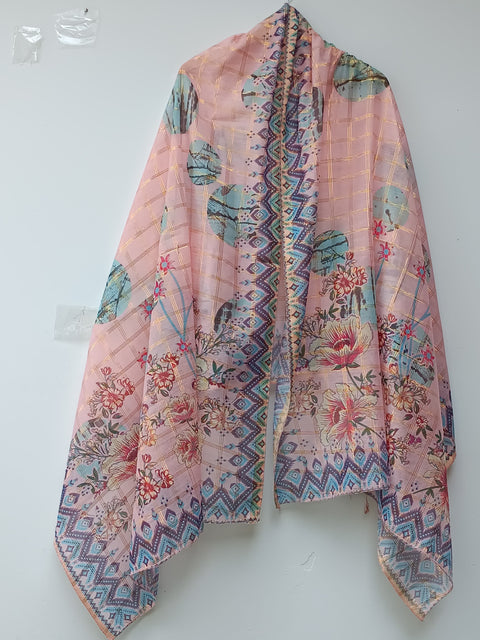 COTTON SILK DUPATTA (PEACH)