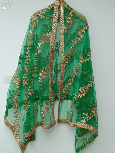 NET DUPATTA GOTA LARRI (GREEN)