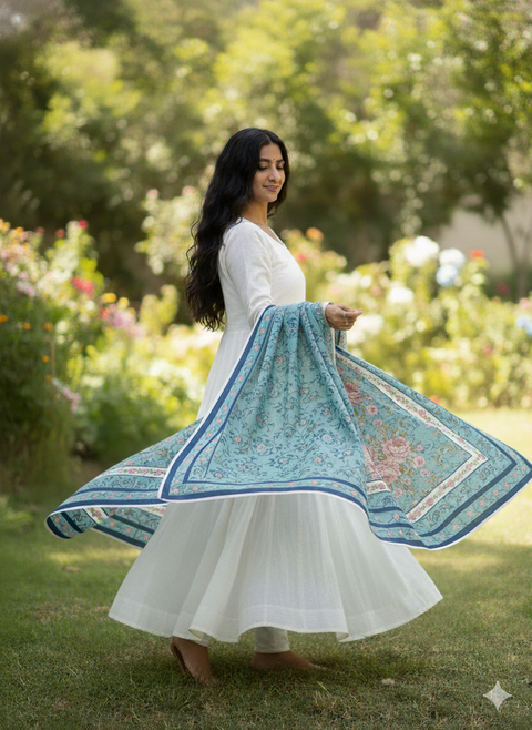 PRINTED DUPATTA (AQUA)