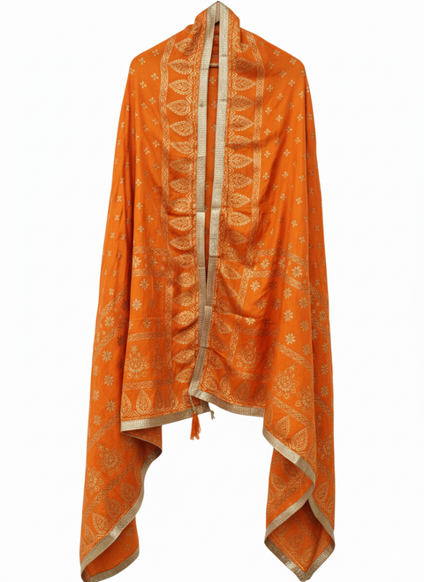 BLOCK PRINT DUPATTA (ORANGE)