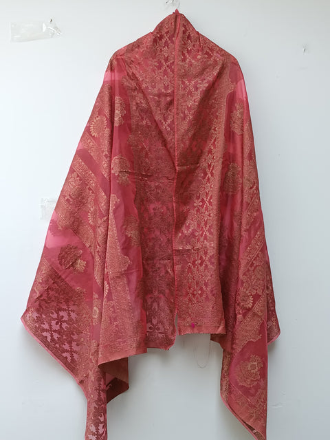 JAMAWAR ORGANZA SHAWL (MAROON)