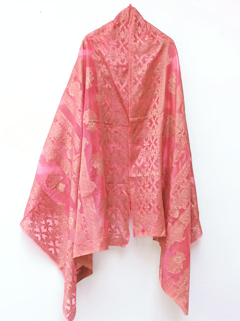 JAMAWAR ORGANZA SHAWL (CORAL)