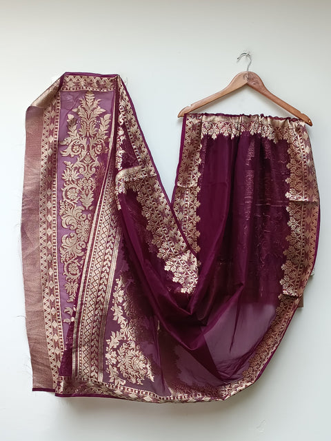 JAMAWAR ORGANZA SHAWL (PLUM)