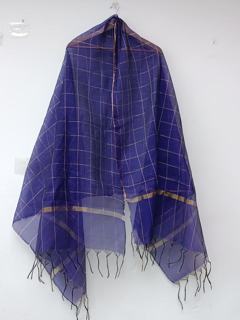 KHADI NET CHECK DUPATTA (PURPLE)