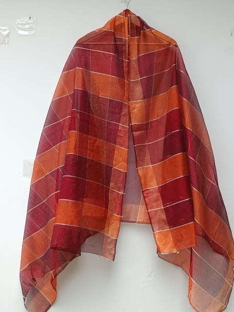 KHADI NET DUPATTA (RUST&MAROON)