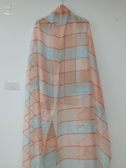 KHADI NET DUPATTA (SKY PEACH)