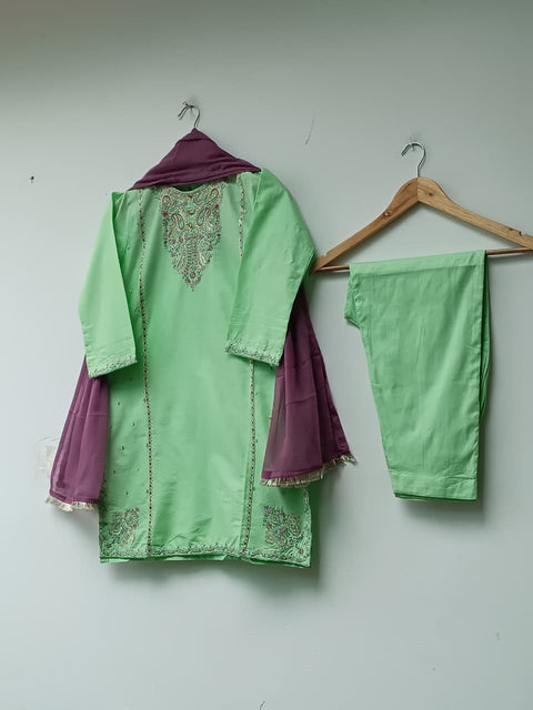 NAZISH KIDS (CUSTARD GREEN)
