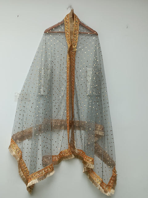 NET GOTA DUPATTA (GRAY)