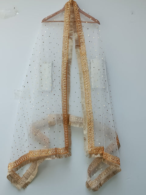 NET GOTA DUPATTA (WHITE)