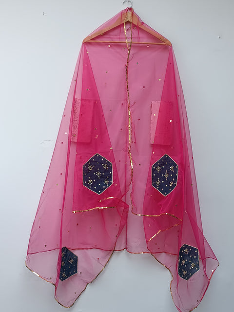 NET PATCH DUPATTA (S PINK)