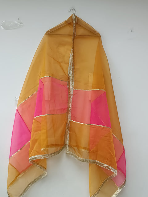ORGANZA DUPATTA (MUSTARD PINK)