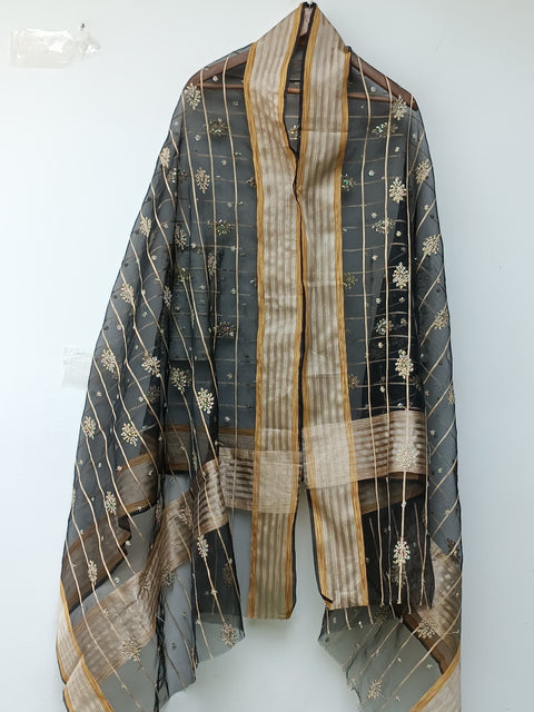 ORGANZA EMB DUPATTA (BLACK)