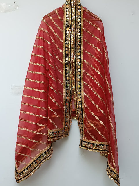 ORGANZA EMB DUPATTA (RED)