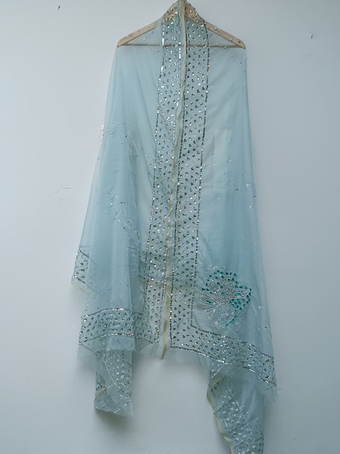 ORGANZA MUSE DUPATTA (AQUA)