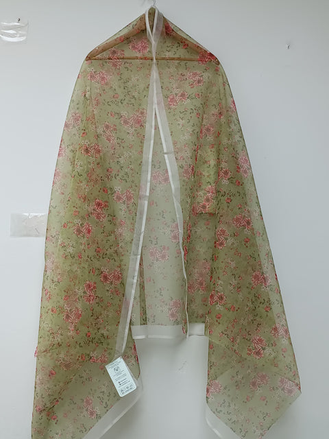 ORGANZA PRINT  DUPATTA (OLIVE)