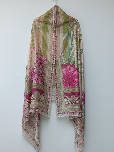 BEIGE PARROT SILK DUPATTA