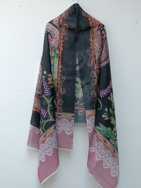 PRINTED SILK DUPATTA (BLACK)