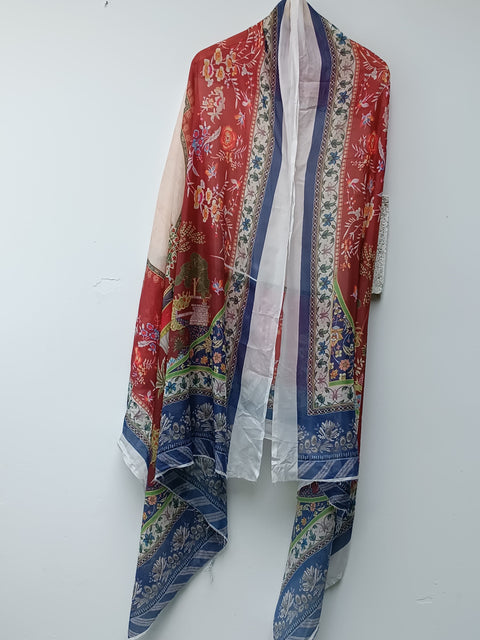 PRINTED SILK DUPATTA (BROWN)