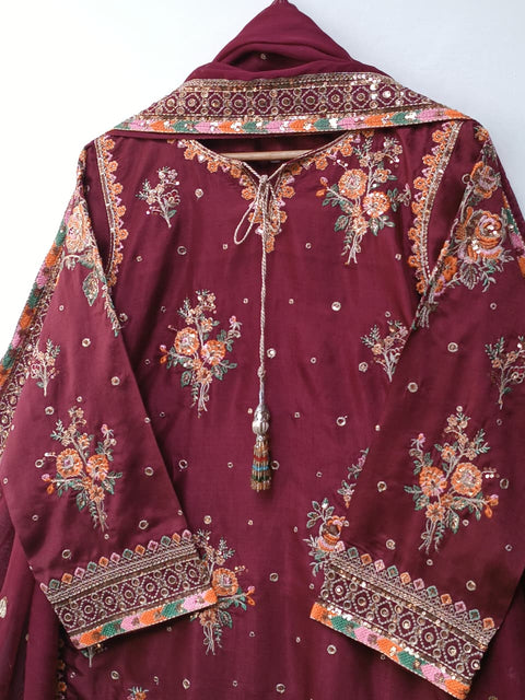 UKASHA SILK (MAROON)