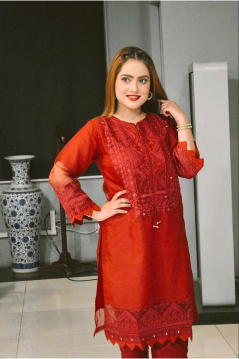 WINKLE ORGANZA (MAROON) - Lubana Store